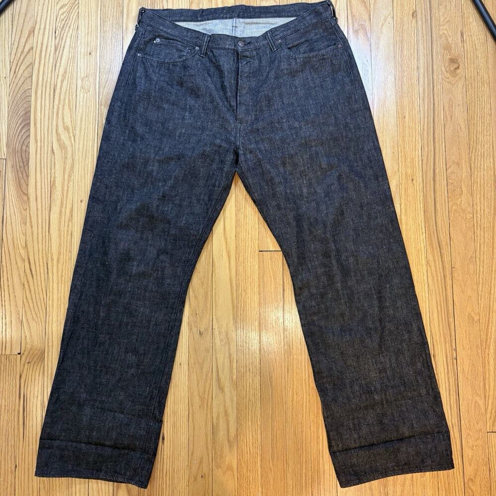 Full Count Men’s Size 40 Selvedge Denim Black Wide Leg Button Fly Jean